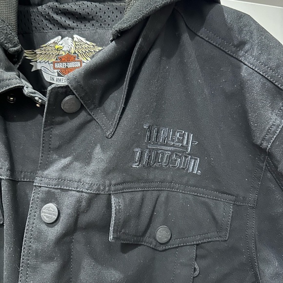 Harley Davidson Mens Hooded Waxed Riding Jacket - Picture 2 of 6